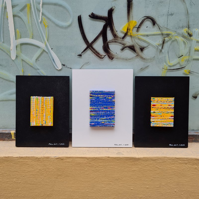 Coloured lines 28 2024, 20x15, 22 23x18, 30 20x15 Acryl-Lack auf LW,  € 79,89,79 SOLD